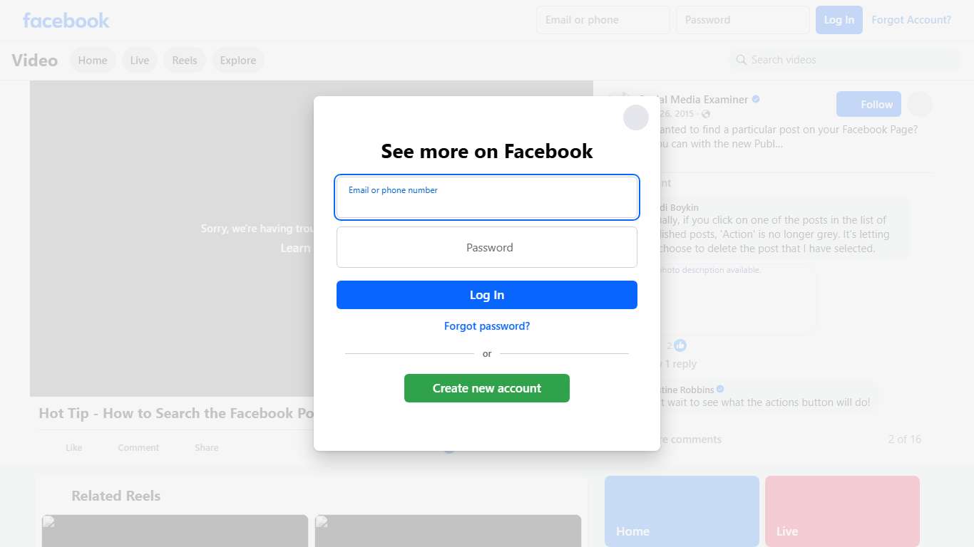 Have you wanted to find a particular post on your Facebook Page? Well now you can with the new Publishing Tools Feature. This is rolling out to Pages and here is a quick video on how you can use it to search your Page. You can also use Graph Search on Facebook to search and here's a reference post on how to do that: http://www.socialmediaexaminer.com/how-to-use-facebook-graph-search/ - Andrea | Social Media Examiner | Facebook