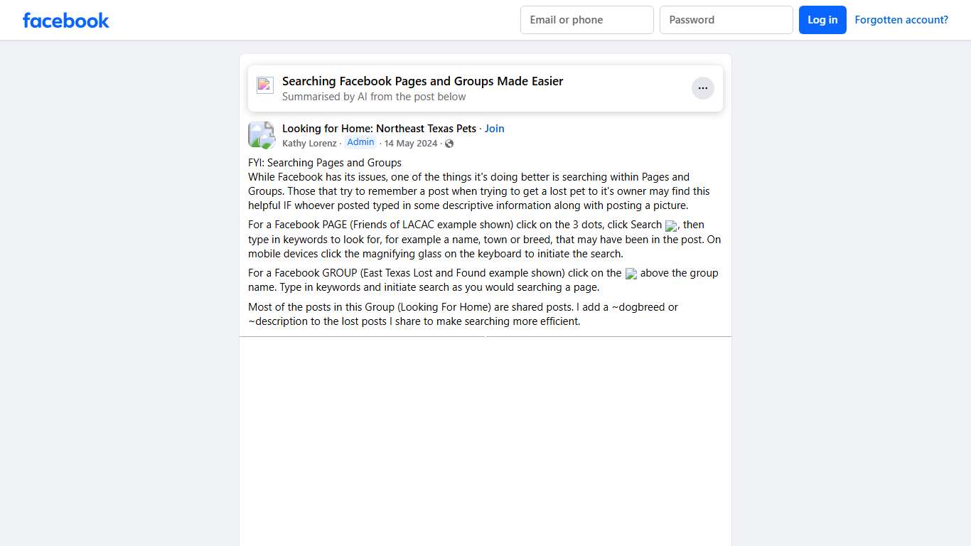 Looking for Home: Northeast Texas Pets | FYI: Searching Pages and Groups | Facebook