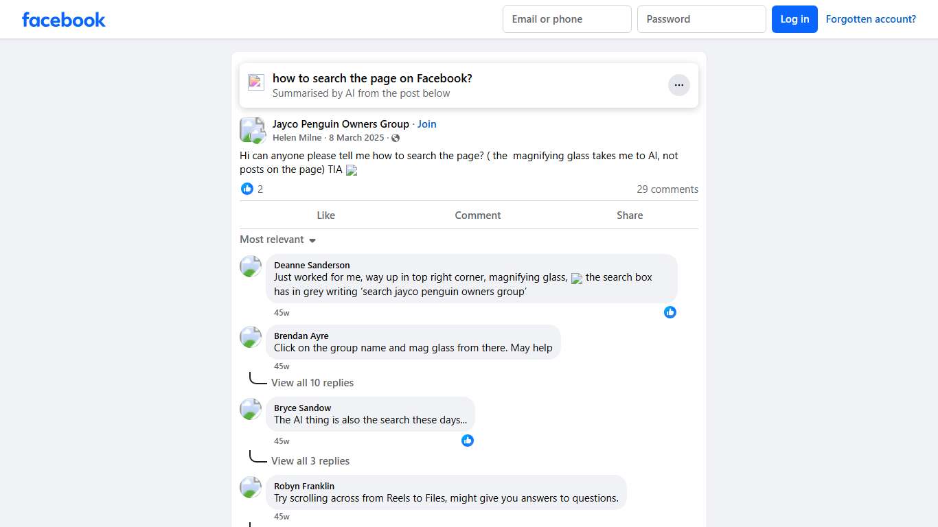 Jayco Penguin Owners Group | Hi can anyone please tell me how to search the page | Facebook